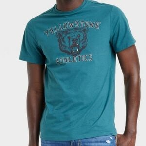 Yellowstone Men's Short Sleeve Graphic T-Shirt Goodfellow & Co Blue Size Large